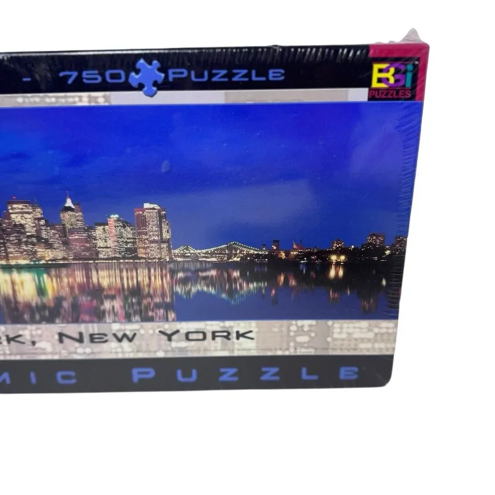New York City At Night Panoramic Puzzle Buffalo Games 750 Pieces 3 Feet Long New